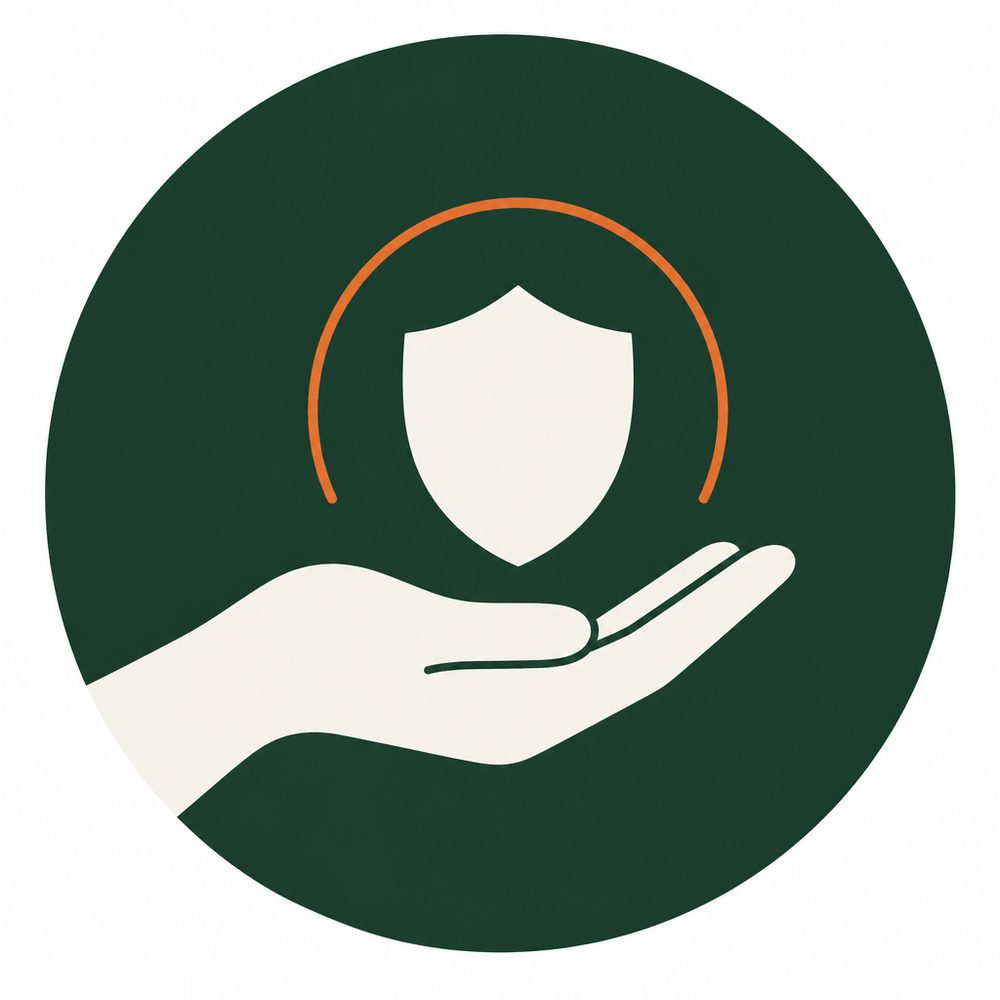 Abstract graphic suggesting support and protection